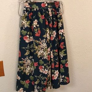 Black Milk Gorgeous Garden Navy Pocket Midi Skirt